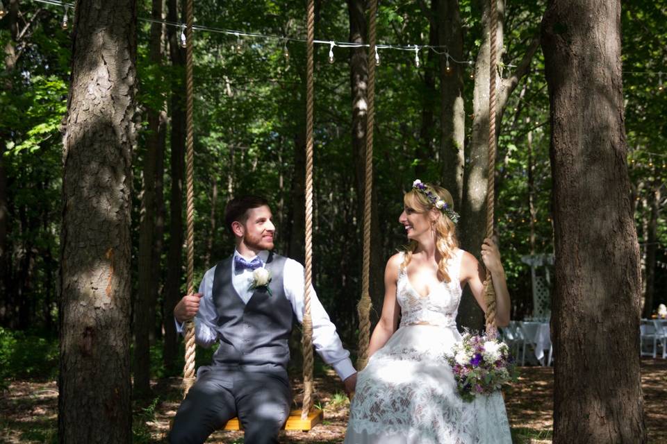 Swinging in the woods