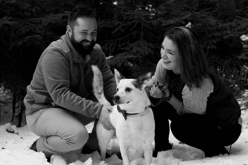 Engagement session with pup