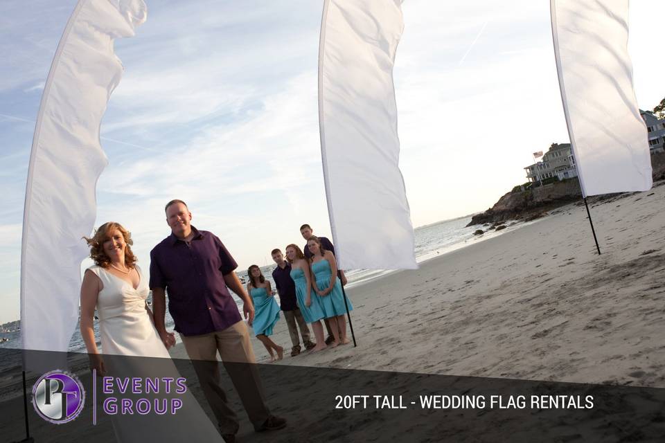 20ft Tall White Wedding Flags