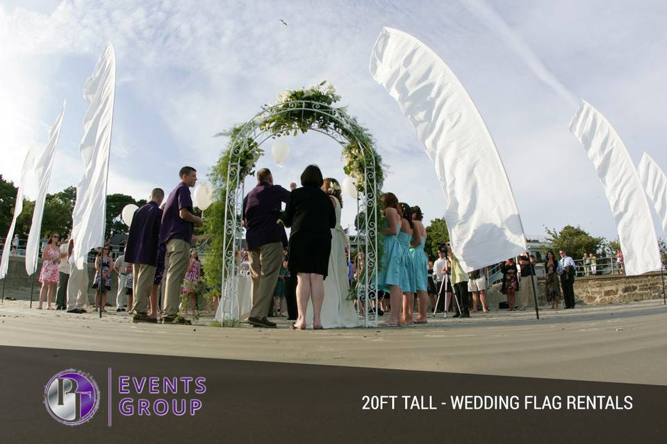 20ft Tall White Wedding Flags