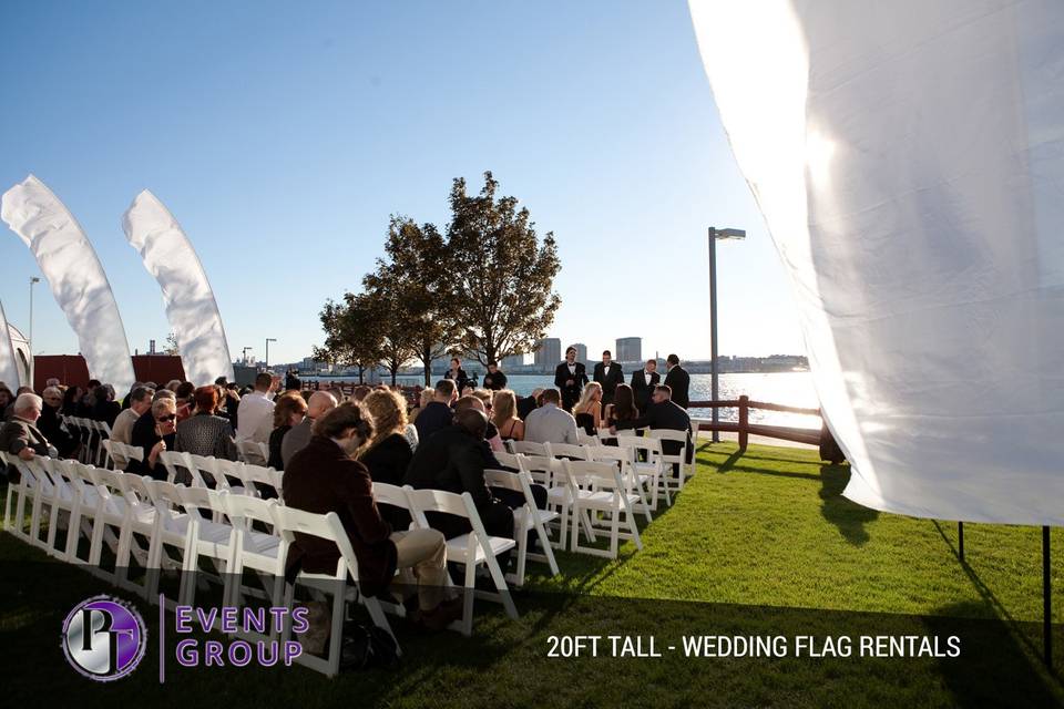 20ft Tall White Wedding Flags