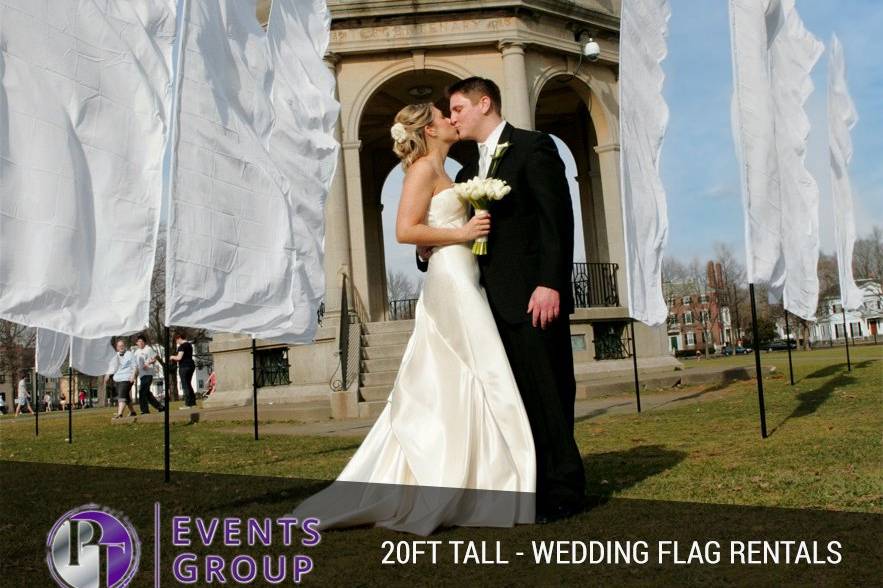 20ft Tall White Wedding Flags