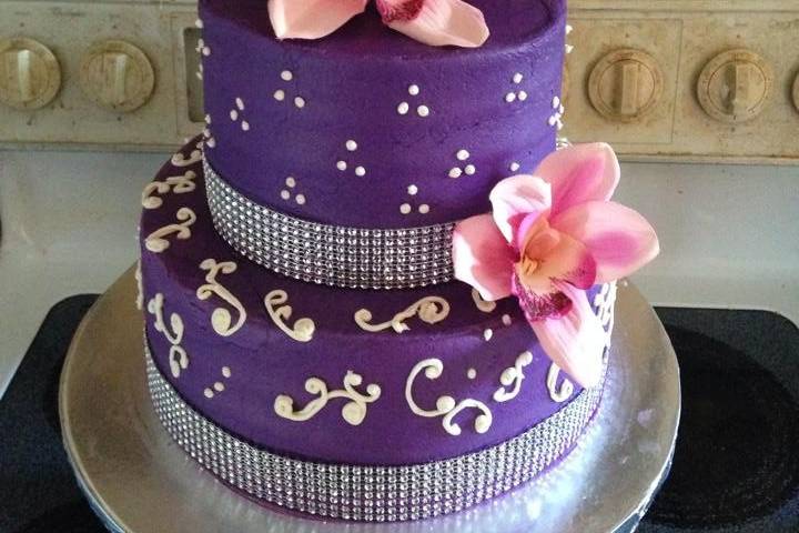 Purple wedding cake