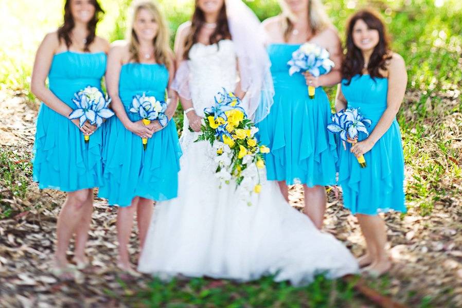 The bride with her bridesmaids