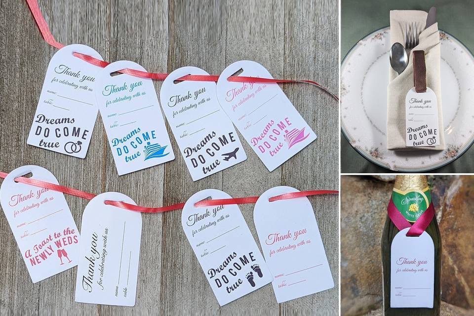 Escort Card Bottle Tags