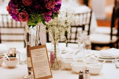 Table setup with centerpiece