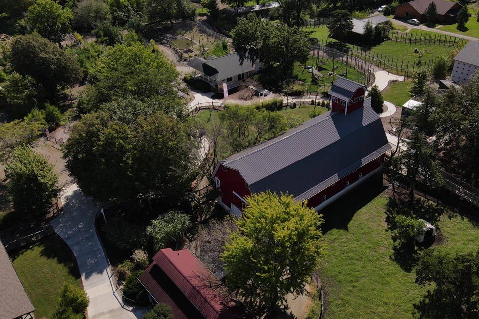 Drone Image of Wedding Barn