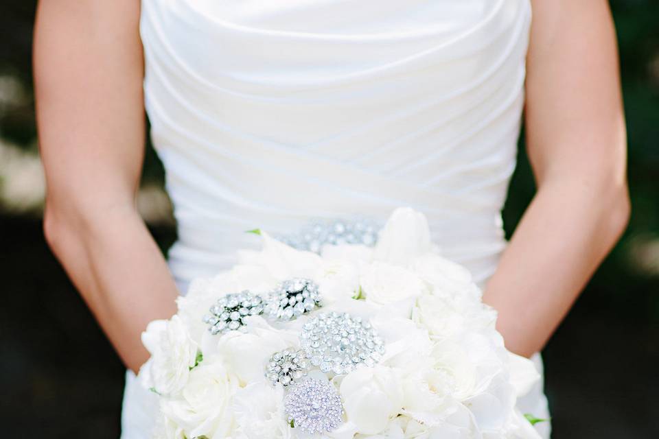 The bride holding her bouquet