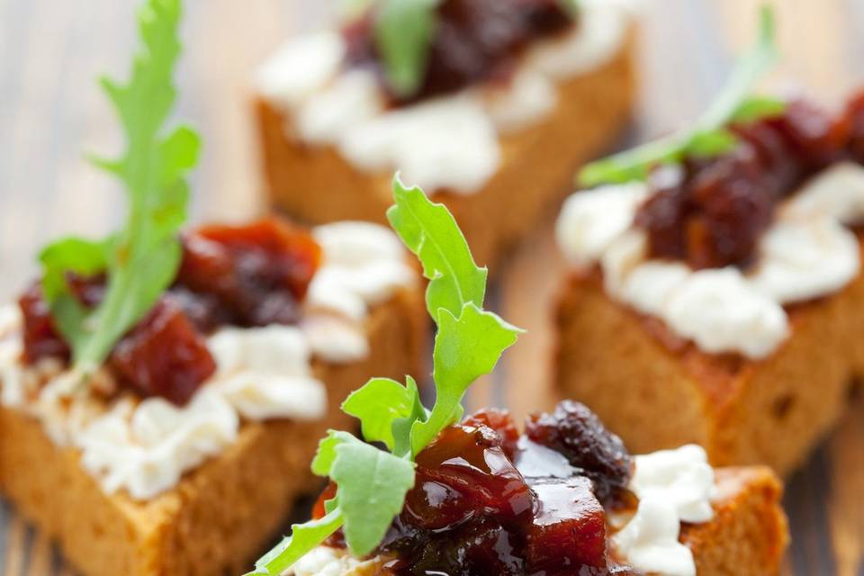 Pumpkin Bread with Fresh Cheese and Tomato Jam