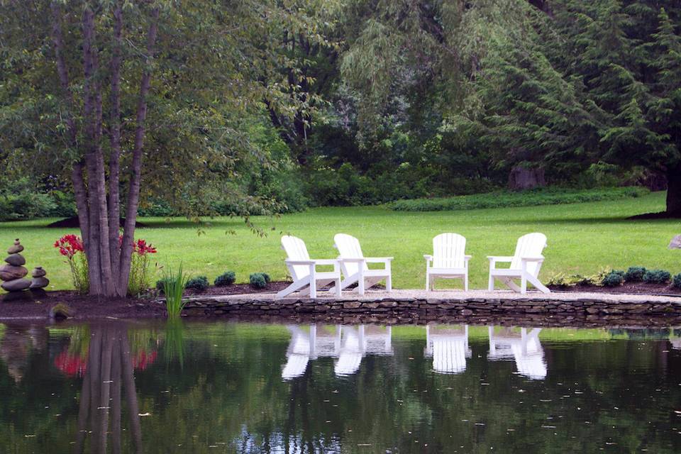 Seating by pond