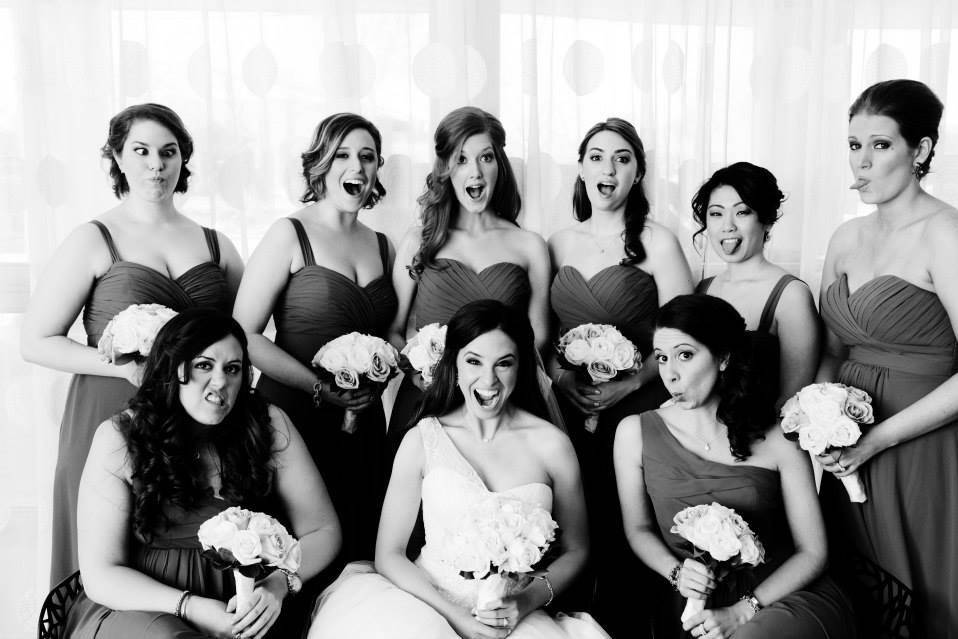 Bride with bridesmaids