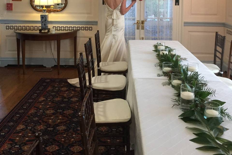 Bride by the head table