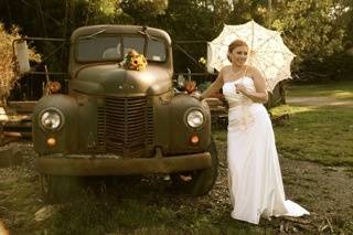 Bride and car