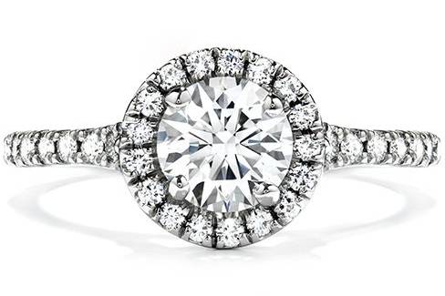 Hearts on Fire Transcend halo brilliant cut diamond 18K white gold engagement ring.  Show-stopping with amazing fire and brilliance, perfect for the modern bride.  Available at Bay Hill Jewelers, www.bayhilljewelers.com