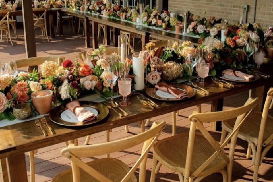 Farm tables and vineyard chair