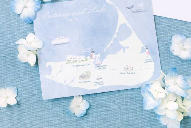 Coastal watercolor map