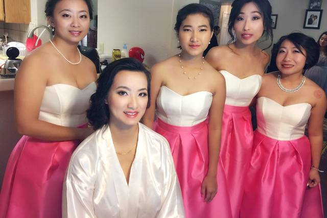 Bride with bridesmaids