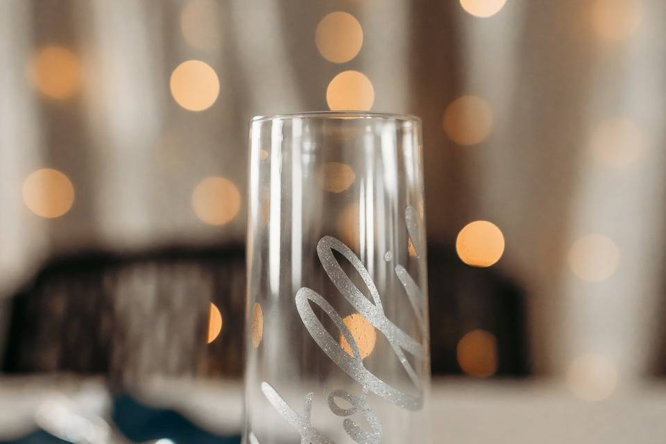 Maid of Honor name on glass