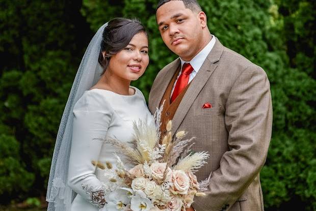 Rose, Orchid and Pampas Grass