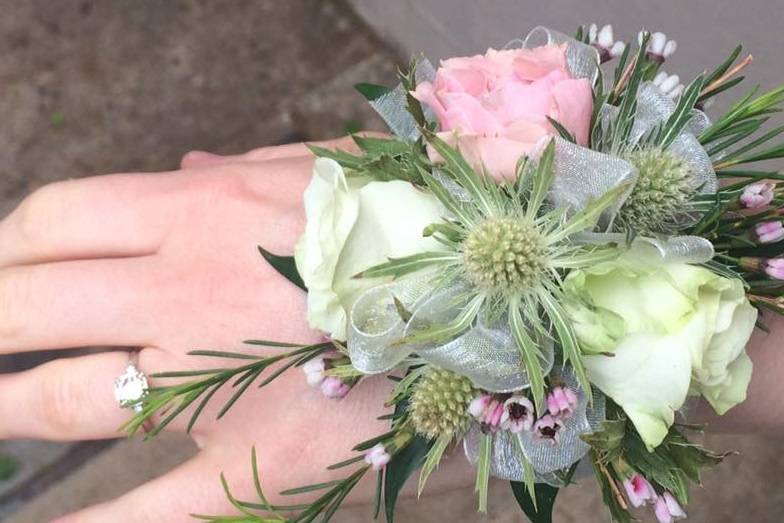 Rose and Thistle Wrist Corsage