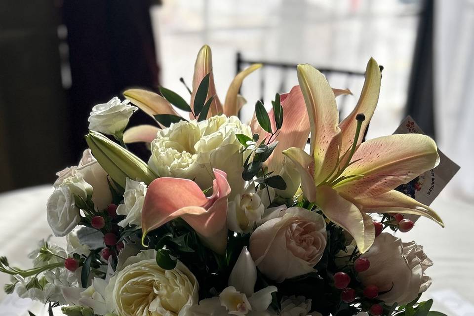 Garden Rose & Lily Centerpiece