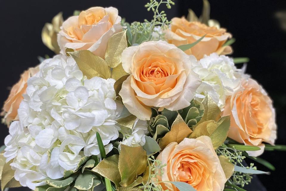 Peach Rose and Hydrangea