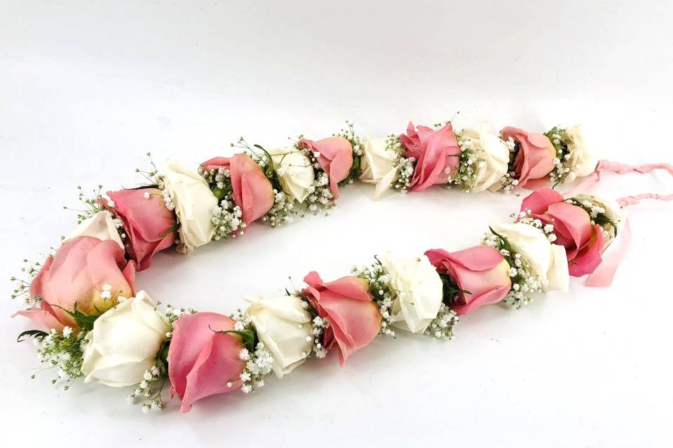 Pink and White Rose Garland