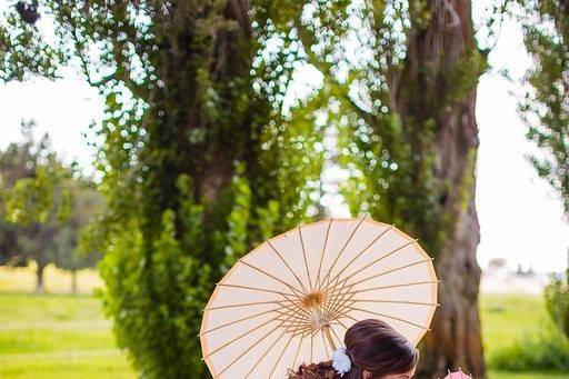 Bride with little girl