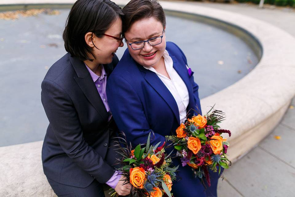 Two Brides in Suits