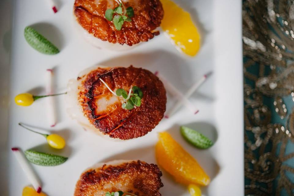 Seared scallops