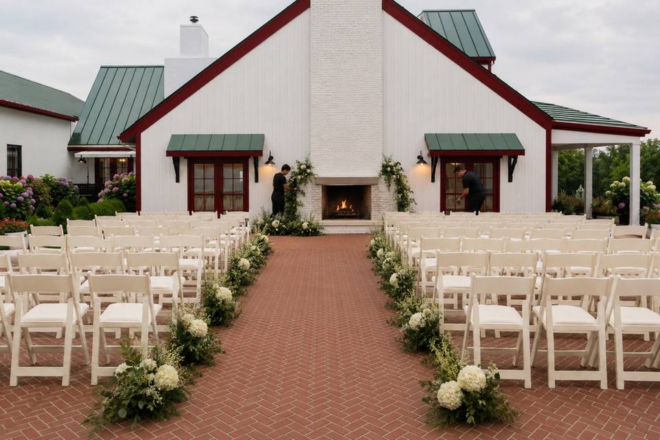 Brick courtyard poised for a wedding.jpg