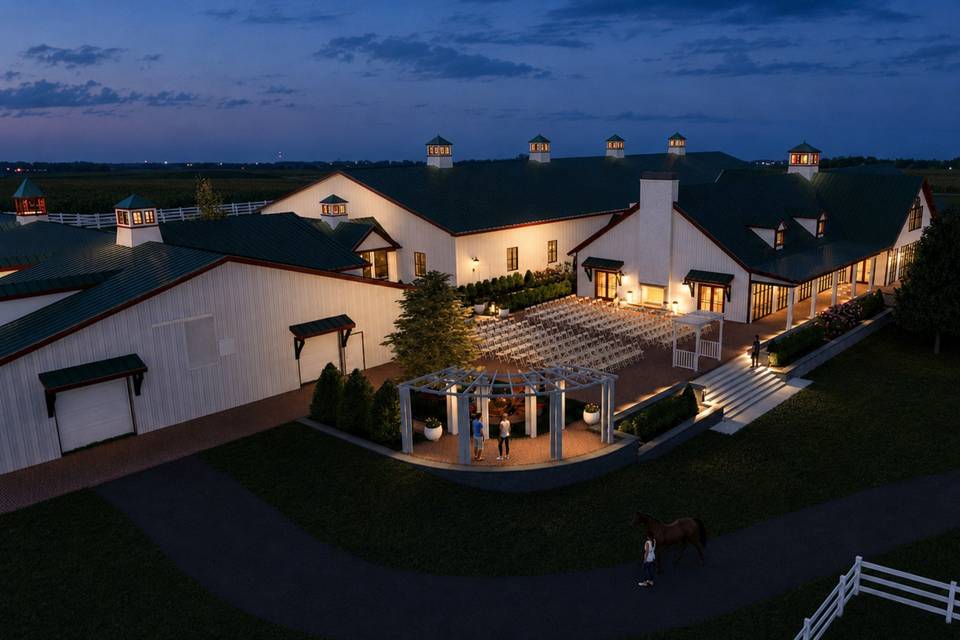 Warm blue-hour venue amid Ohio farmland.jpg