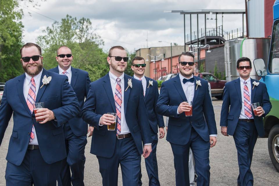 Groomsmen at Highland Brewing