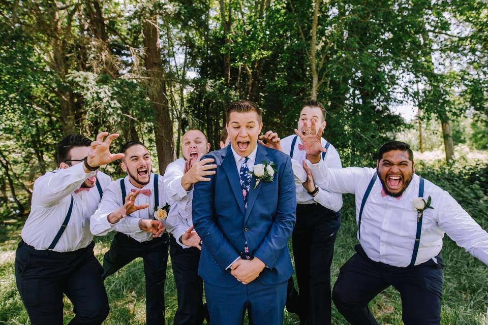 Groom with his guys