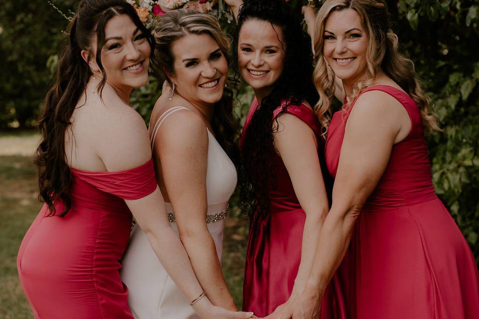 Bride and bridesmaids