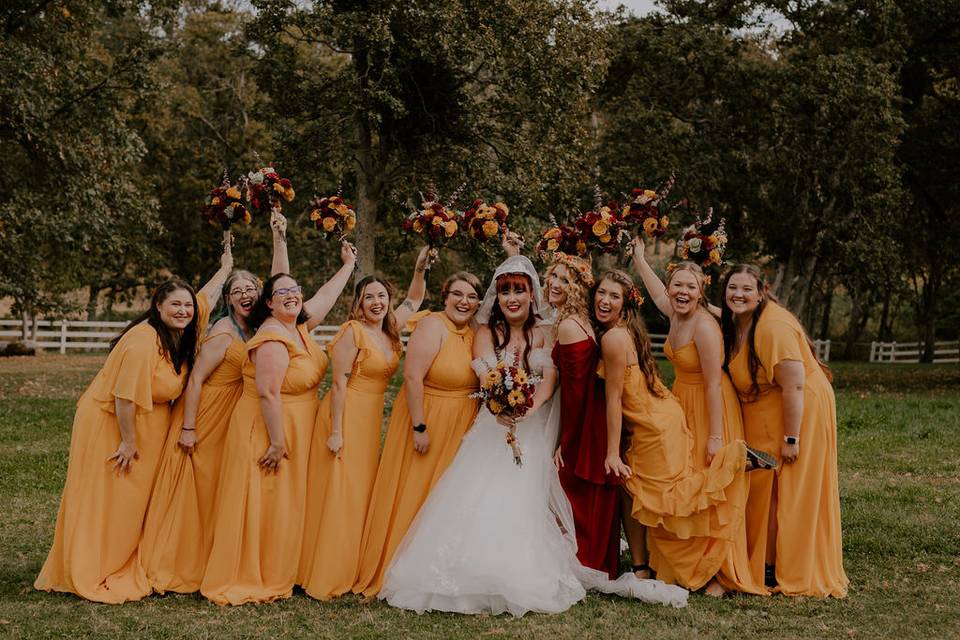 Bride and bridesmaids
