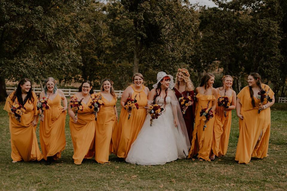 Bride and bridesmaids