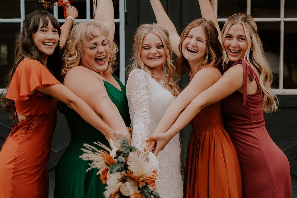 Bride and bridesmaids