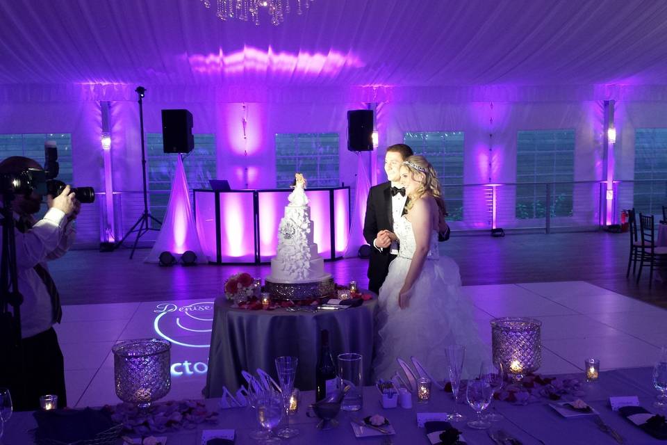 Couple with their wedding cake