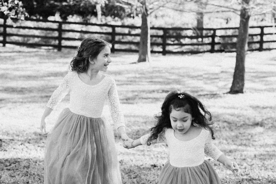 Flower girls running