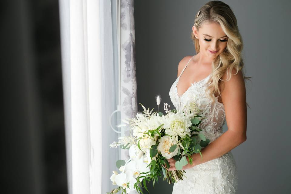 Bride and her bouquet