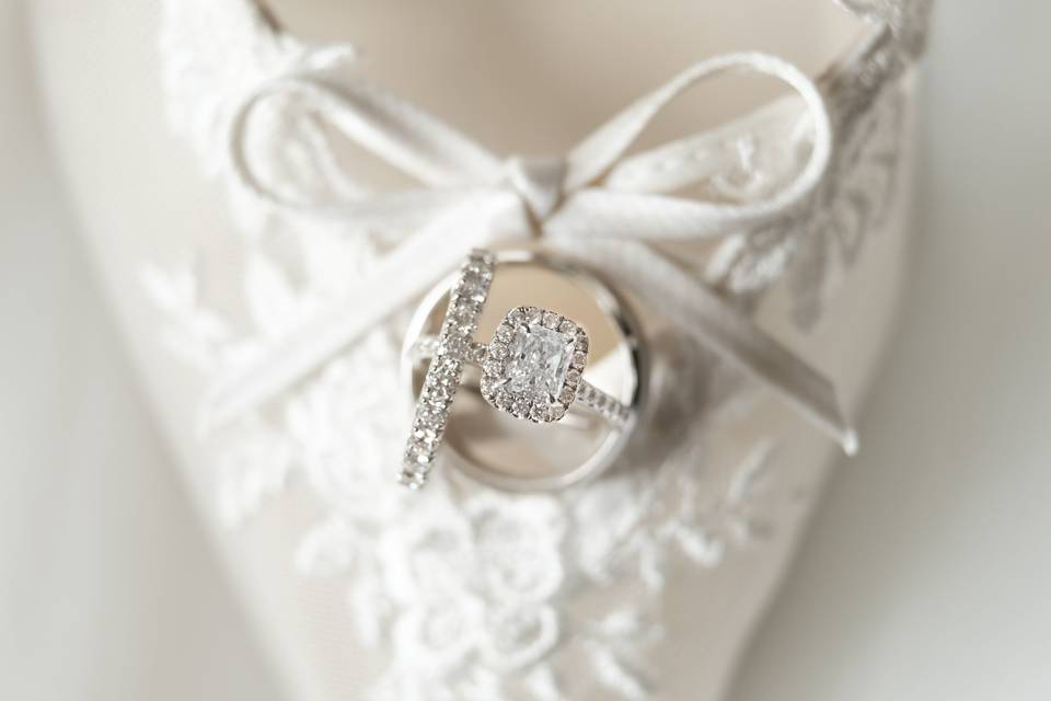 Wedding rings and bridal shoes