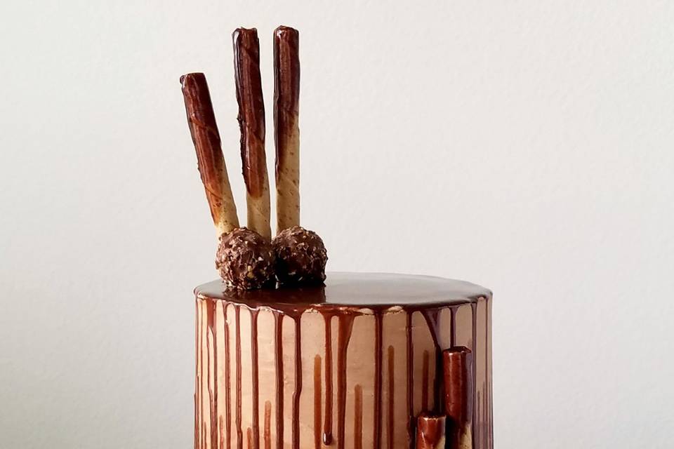 Fondant marble and hammered copper wedding cake