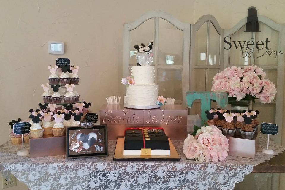 Mickey mouse and marine themed cake table by sweet by design in melissa, tx