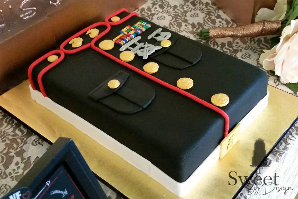 Marines dress uniform groom's cake by sweet by design in melissa, tx