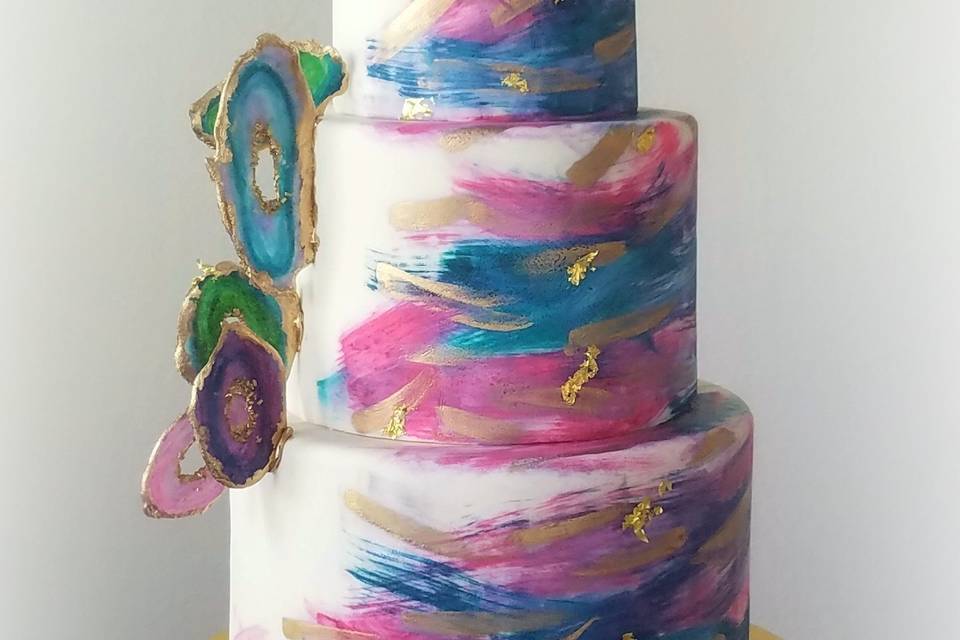 Edible agate geode wedding cake