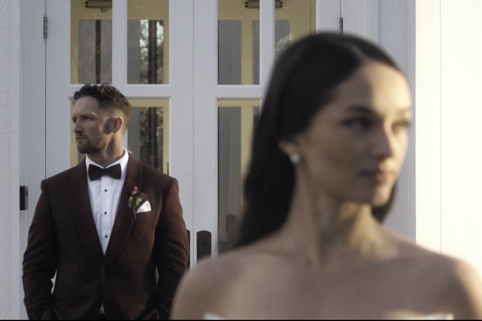 Elegant couple outside Venue