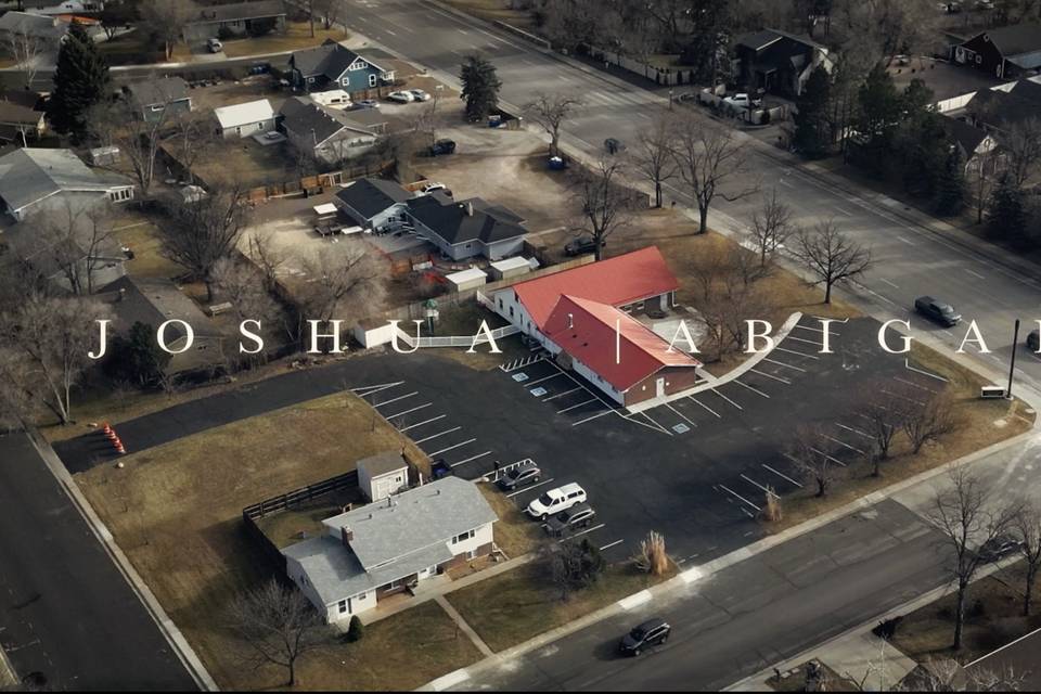 Cinematic aerial venue view