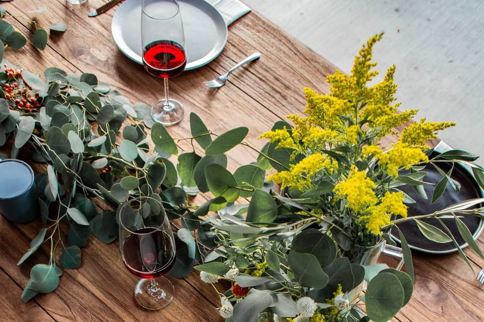 Oversized tables and benches