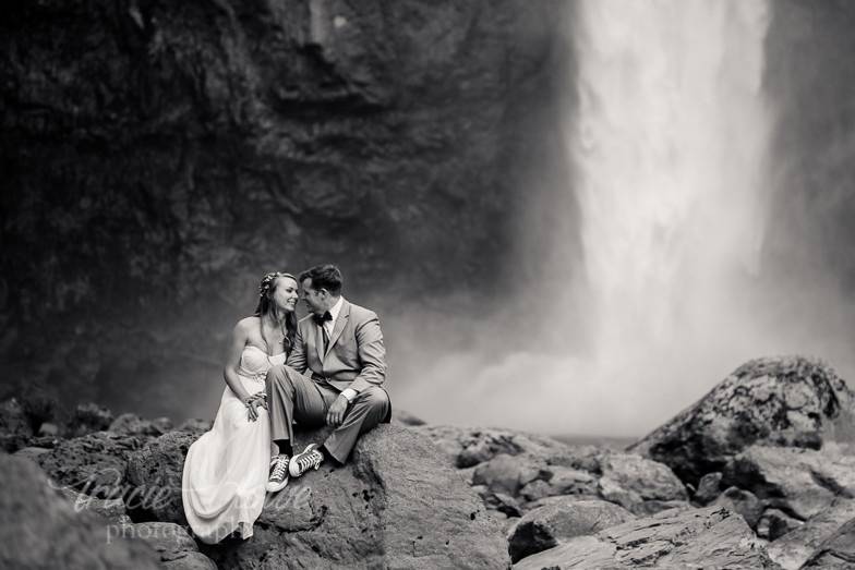 Destination elopement Snoqualmie Falls, Washington.